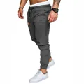 Pantalones jogger cargo gris oscuro para hombre con cordón y puños elásticos - S / Bottoms / Gris