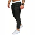 Pantalones cargo negros para hombre con cordón y puños elásticos para deporte - S / Bottoms / Negro
