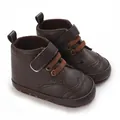 Classic dark brown baby brogue boots with soft non-slip sole for toddlers - 11cm / Brown