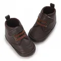 Classic dark brown high-top baby boots with soft soles for infants aged 0-1 years old - Inner Length 11cm / Coffee