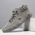 Warm grey high-top winter boots for men with fleece lining and octopus sole design - 34 / Gray (Fleece Lined)