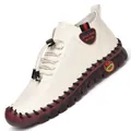 Chaussures décontractées confortables à semelle souple pour femme en crème avec cordon de serrage - Blanc