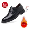 Scarpe eleganti da uomo in pelle nera con rialzo di 6 cm e calda fodera interna in pile. - 38 / Stile di Aumento di 6CM Foderato in Pile (6608-2) / Nero