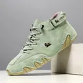 Men's sage green winter high-top boots with warm fleece lining and octopus sole - 34 / Apple Green (F8008M)