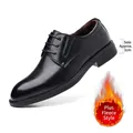 Professionelle Business-Schuhe aus schwarzem Leder mit Fleecefutter und 3 cm Sohle - 37 / Schwarz (Verdickt)