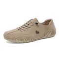 Zapatos casuales de ante para hombre con suela de goma ondulada estilo pulpo única - 35 / Caqui