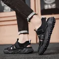 Heren zwart leren gesloten sandalen met antislip rubberen nopjes zool. - 38 / Gesloten Sandalen / Zwart