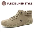 Bottines Martin en cuir pour femmes avec doublure en polaire chaude style beige - 35 / Khaki (Microfibre Polaire)