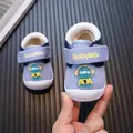 Warme, plüschgefütterte Baby-Lauflernschuhe mit niedlichem Cartoon für Kleinkinder. - 16 / Fleecegefüttert / Blau