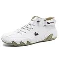 Premium white high-top men's octopus-style casual boots in high-quality leather - 34 / White