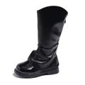Bottes hautes noires élégantes pour filles avec fermeture éclair et semelle gomme - 26 / Noir Doublé de Polaire