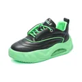 Stylish black and neon green men's chunky dad sneakers with air cushion platform sole - 38 / Black Green