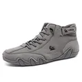Men's grey high-top casual Martens boots with unique octopus sole and velcro strap - 34 / Gray