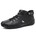 High-quality black leather high-top Martin boots for men with octopus-style rubber sole - 34 / Black