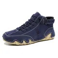 Durable navy blue high-top men's casual Martin boots with stylish octopus rubber sole - 38 / Martin Boots / Navy Blue