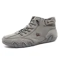 Graue halbhohe Herren-Winter-Martin-Boots mit Samtfutter und Schnallenverschluss - 38 / High-Top-Stil / Grau