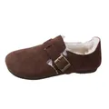 Sabots classiques en daim marron style Birkenstock avec doublure en fausse fourrure - 35 / Marron
