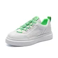 Stijlvolle herensneakers met dikke zool in wit met opvallende groene sportaccenten - Fluorescerende Kleurvlakken Witte Schoenen (1763)