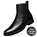Hochwertige Herren-Martin-Boots aus schwarzem Leder mit bequemem Futter und Seitenreißverschluss - 38 / Schwarz (Ungefüttert)