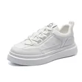 Trendy witte casual herensneakers met een dikke platformzool en een laag model ontwerp - Eenvoudige Puur Witte Schoenen (1763)