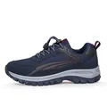Marineblauwe ademende mesh wandelschoenen voor ouderen met zachte lichtgewicht zool - 39 / Donkerblauw (Heren)
