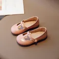 Zapatos de cuero rosa para niñas pequeñas con punta redonda y cierre de velcro suave - EU 21 / Rosa