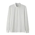 Vista detallada de camiseta blanca de cuello alto para hombre con textura ondulada - M / Tops / Blanco