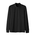 Camiseta de punto negra para hombre con cuello alto y textura de ondas de agua - M / Tops / Negro