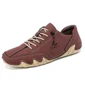 Detail view of brown men's casual shoe with octopus-style rubber sole and laces. - 38 / Burgundy