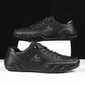 Chaussures décontractées en cuir noir pour hommes avec semelle vague et logo Salkin - 38 / Noir