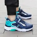Baskets de sport d'extérieur bleues et sarcelle pour garçons avec bandes velcro - 38 / Style Simple / Chaussures en Cuir Bleu Foncé Standard (rh1910)