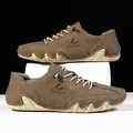 Chaussures décontractées en cuir marron pour hommes avec semelle en caoutchouc pieuvre - 38 / Kaki