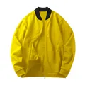 Chaqueta casual amarilla para hombre con cuello alto negro y cremallera completa - Amarillo
