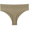 Nahtlose Damen-Unterhose mit mittlerer Taille in Olivgrün für Sport und Alltag. - M / Unterteile / Khaki