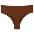 Nahtlose Damen-Sportslips mit mittlerer Taille in Braun mit elegantem Rippbund - M / Unterteile / Karamellbraun