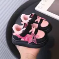 Warm pink and black children's winter sneakers with soft fleece lining and star detail - Pack Of 5 Pairs (Size 16-20) / Pink