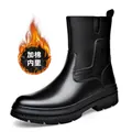 Bottes Martin pour hommes en noir pour l'hiver avec doublure en polaire épaisse - Style Doublé Polaire