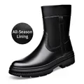 Botas Martin altas de cuero genuino para hombre con forro transpirable de cuatro estaciones - Zapatos planos