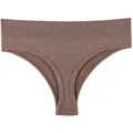 Bequemer, nahtloser Slip für Damen mit mittlerer Taille in Braun und Rippbund - M / Unterteile / Altrosa