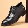 Zapatos business brogue de cuero negro con relieve de cocodrilo elegante para hombres - 37 / Negro (189-35)