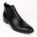 Close-up of black leather Chelsea boots showing smooth texture and elastic side panels - 40 / Smooth Surface Style (10042) / Black