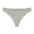 Women's seamless low waist thong in sage gray solid color for fitness and sports wear - One Size / Bottoms / Gray