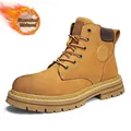 Men's yellow outdoor work boots with warm plush lining for winter weather protection - 39 / Wheat (Men's - Plush Lined)