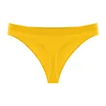 Vibrant yellow seamless sports thong with ribbed low waist design for fitness and daily wear - Yellow