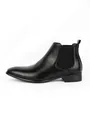Sleek profile of black men's Chelsea boot with square toe and elastic side panel - 40 / Chelsea Style (20014B) / Black