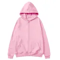 Felpa con cappuccio rosa unisex con cerniera di alta qualità, giacca sportiva tinta unita - Rosa