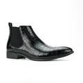 Stylish black croc-embossed leather Chelsea boots for men with small square toe design - 40 / Chelsea Style (20014B) / Black