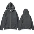 Felpa con cappuccio e zip unisex grigio scuro con tasche a marsupio - Taglia S / Top / Grigio scuro