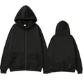 Sudadera premium con capucha y cremallera negra lisa para hombre y mujer en otoño e invierno - S / Tops / Negro