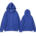Sweat-shirt à capuche zippé unisexe bleu roi uni pour le sport en automne et en hiver - Bleu